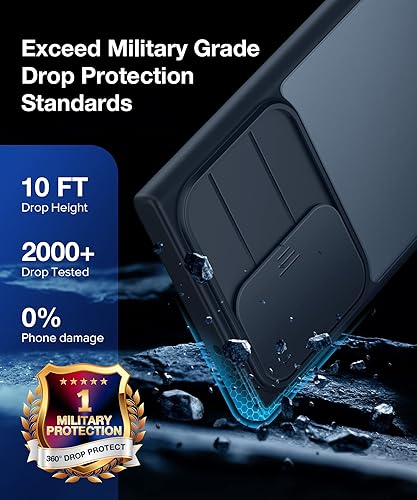 Miniatura 5 de Tongate Funda compatible con Samsung Galaxy S23 Ultra con funda deslizante para cámara, protección contra caídas de grado militar Funda delgada