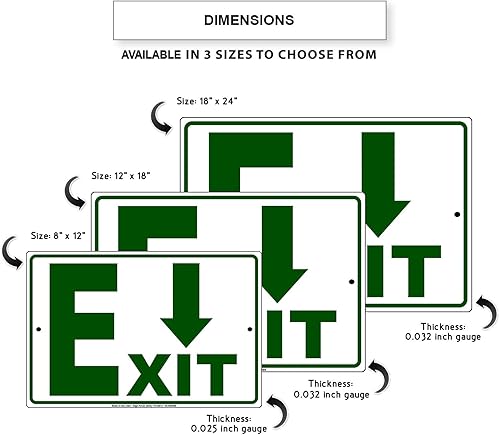 Miniatura 3 de Afterprints Exit with Downward Arrow Novelty Unique Indoor Outdoor Notice Aluminum Metal Sign 18"x24"