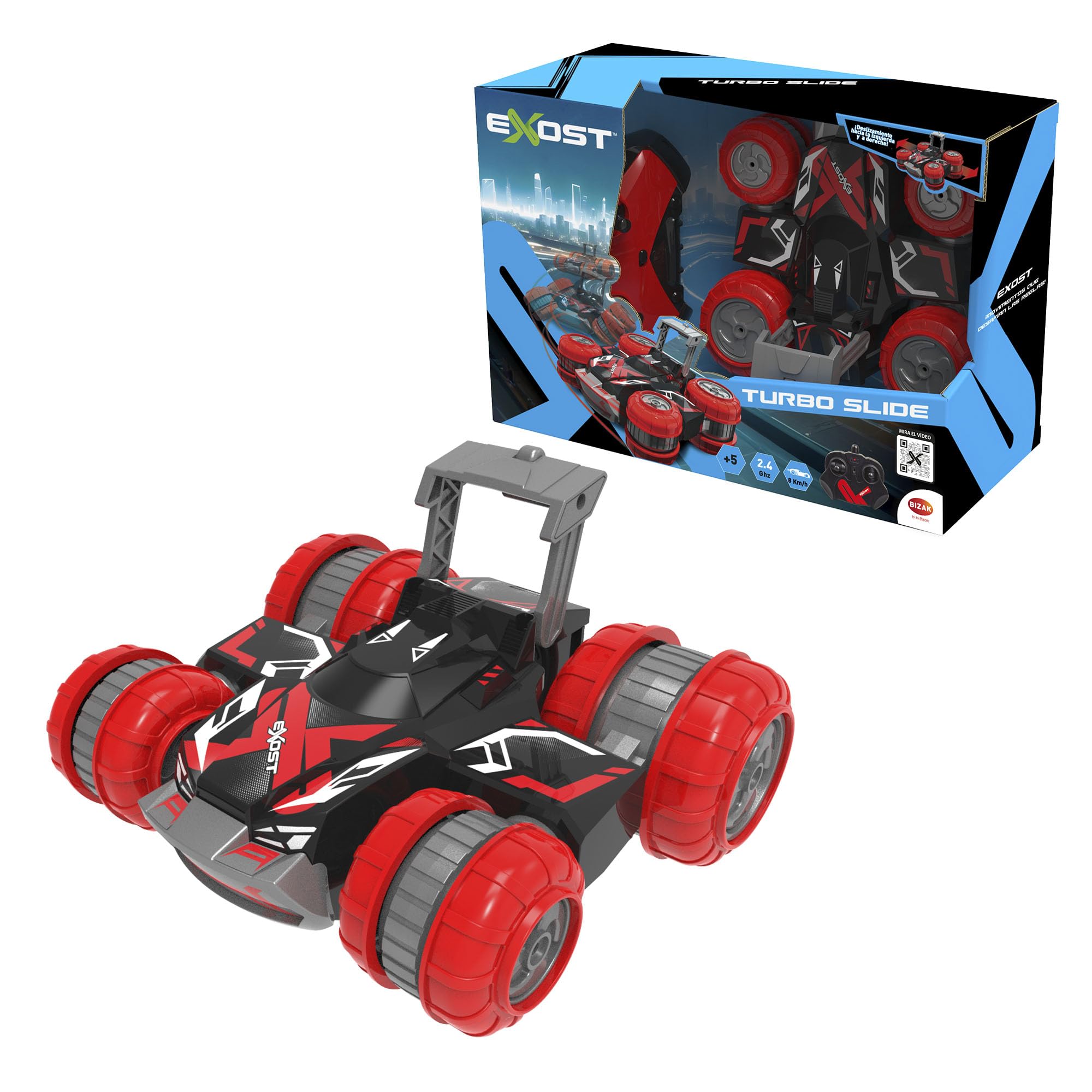 Bizak Exost Turbo Slide Stunt Car with Swivel Wheels and Range up to 25 Metres, + 5 Years, (62000271)