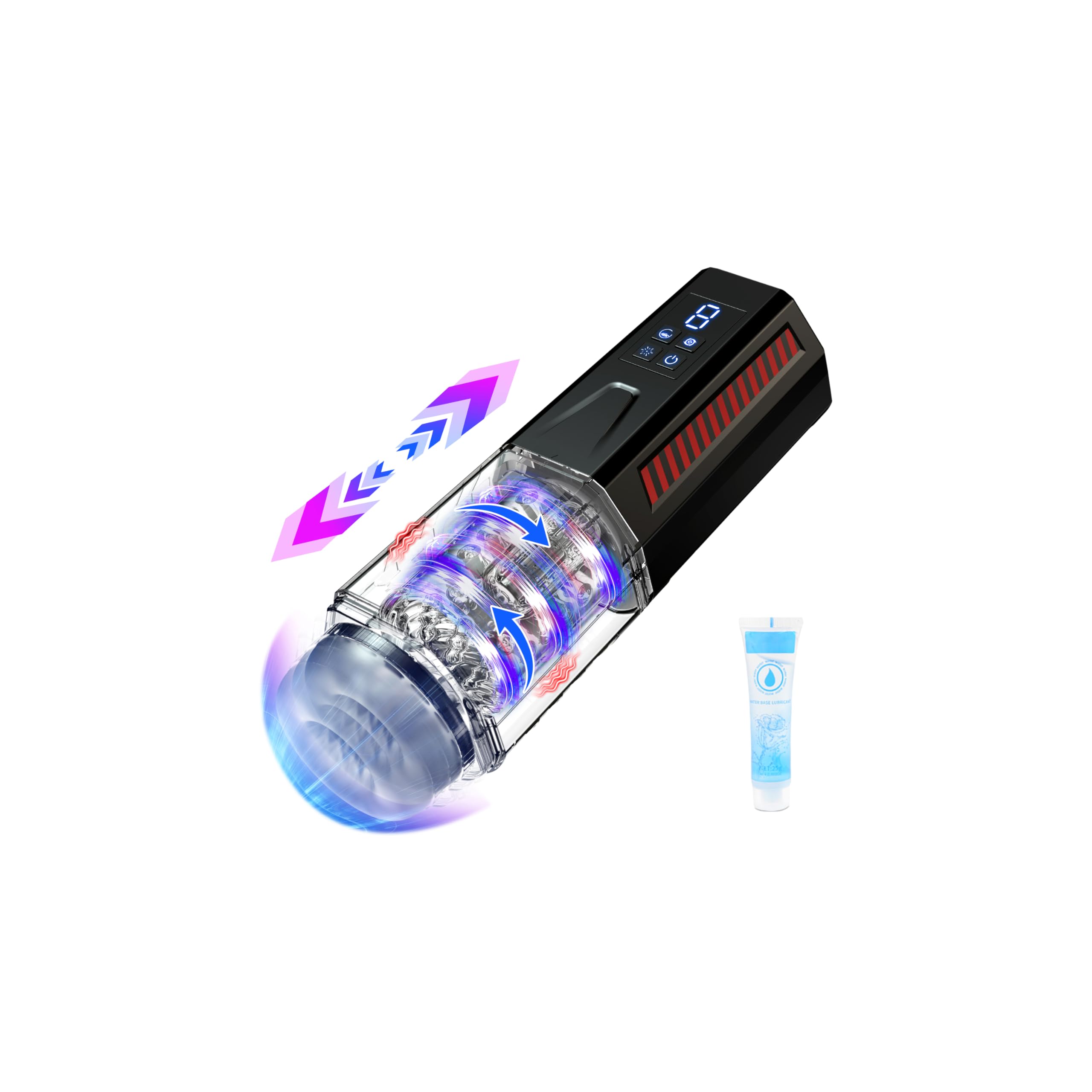 Masturbatore Uomo Sex Toys per Uomini - Masturvatore per Uomo Eletrico LED con 7 Vibrazione e Telescopico e Rotante, Masturbatore Maschile Automatico Sexy Toys con Vagina Finta 3D e Anelli per il Pene