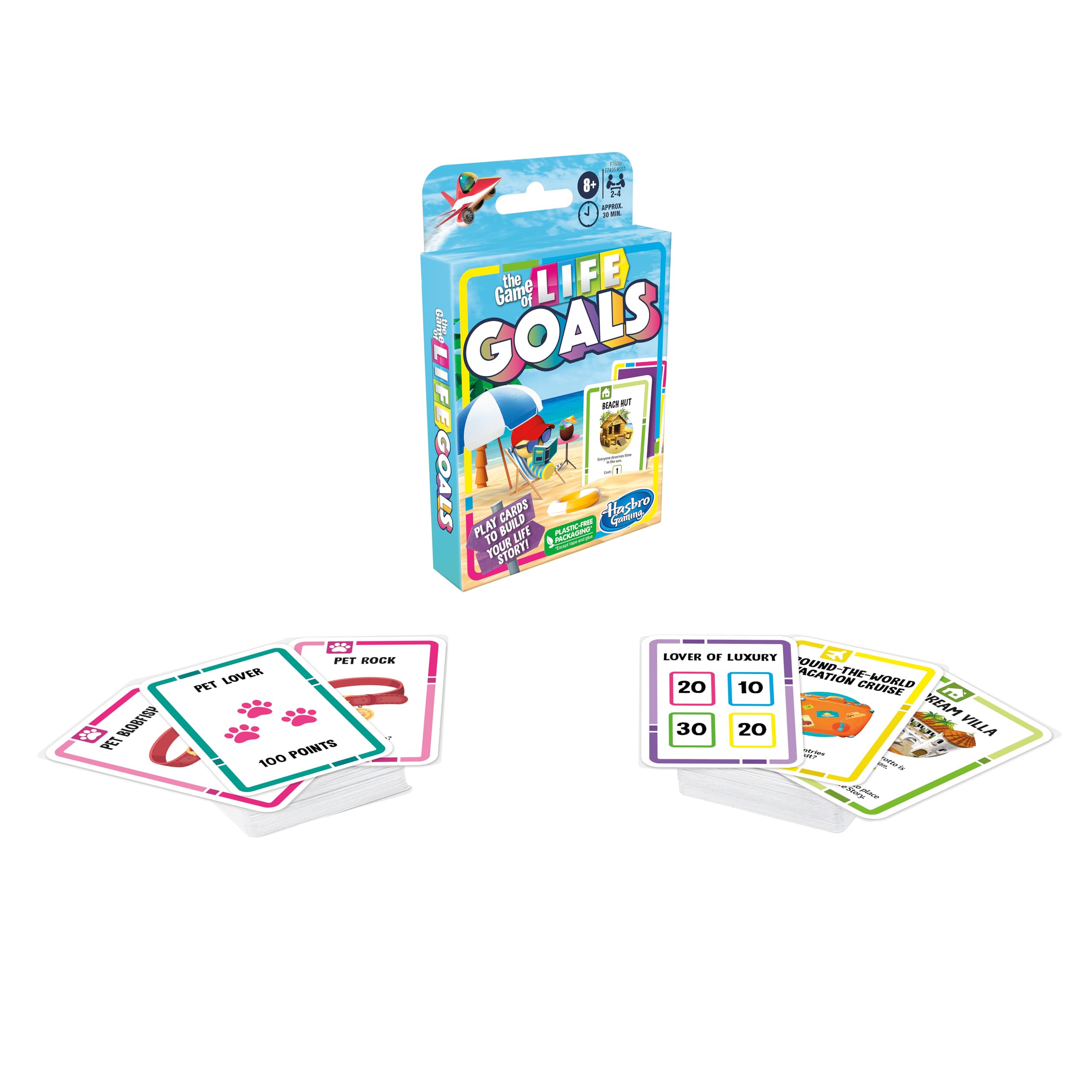 Hasbro Gaming The Game of Life Goals Card & Quick-Playing Family Game, 2-4 Players, Fun Summer Activities, Vacation Travel Essentials, Ages 8+
