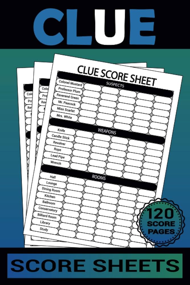 clue-score-sheets-score-pad-for-clue-board-game-with-original-characters-120-score-pages-6x9-inch-mou-joseph-9798753242372-amazon-com-books for Clue Score Sheet Free Printable CLUE Score Sheets: Score Pad for Clue Board Game with Original Characters, 120 Score pages, 6x9 inch: Mou, Joseph: 9798753242372: Amazon.com: Books for Clue Score Sheet Free Printable