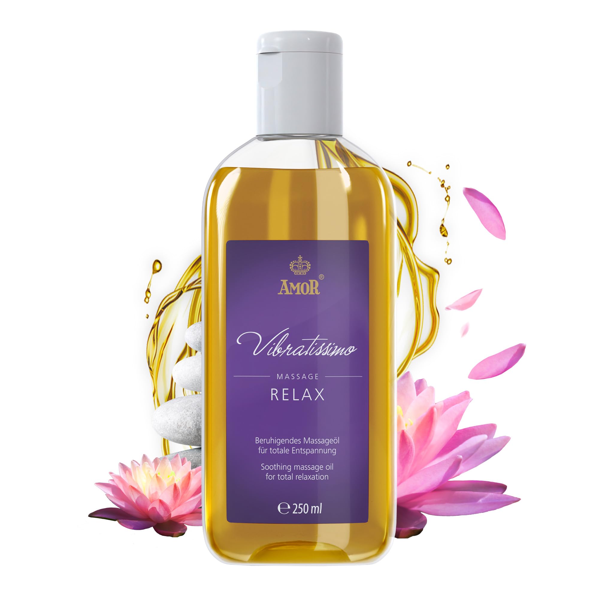 Vibratissimo Relax 250 ml Massageöl - Tief entspannende Duftmischung - Beruhigend, Stressabbau, Entspannung & Gleitöl