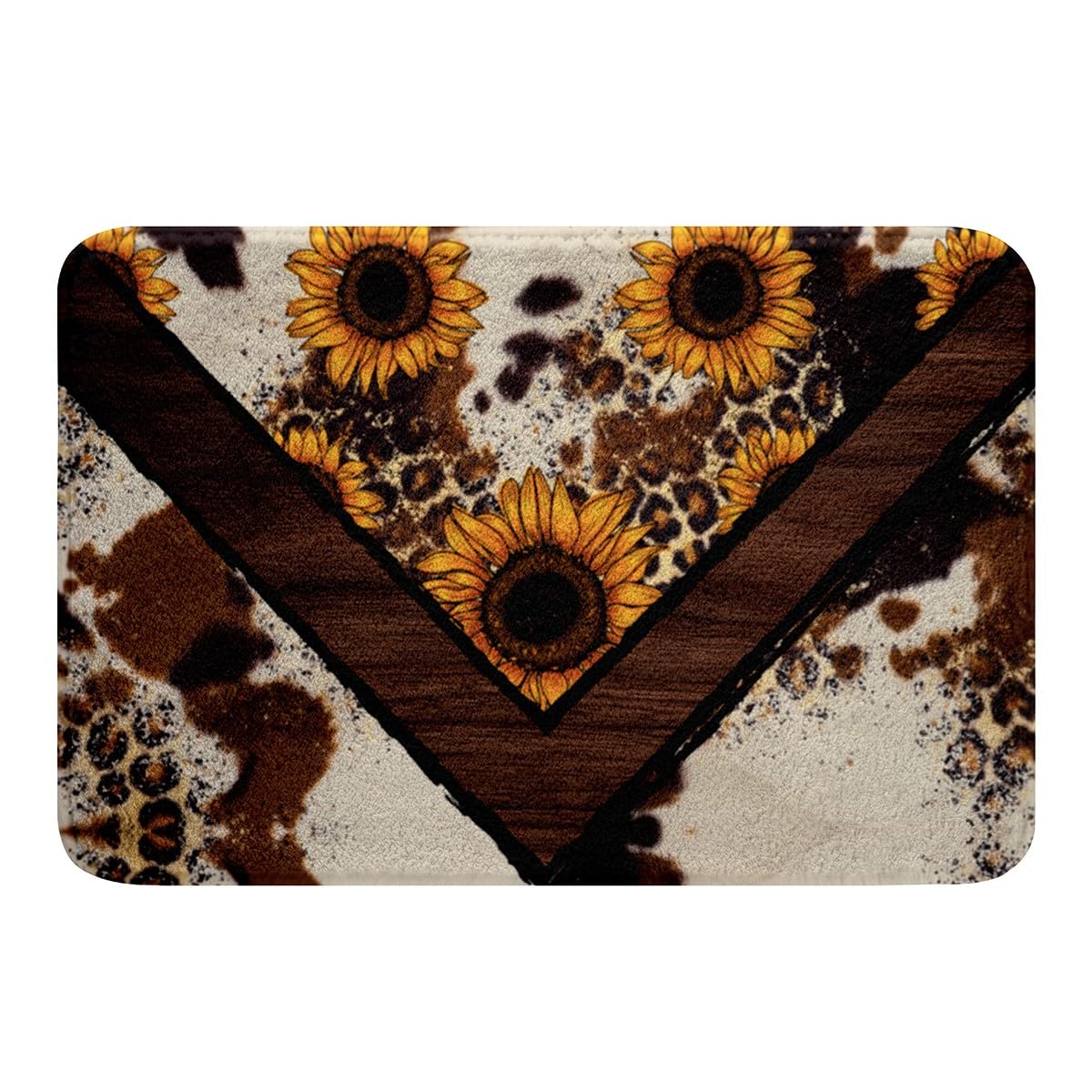 spefrowx Sunflower Bath Mat 20"x32" Leopard Print Outdoor Rug,Cowhide Bath Rugs Wild Animal Hide Shower Mat Cow Bull Cattle Skin Cheetah Spot Western Home Decor Rustic Farmhouse Decor