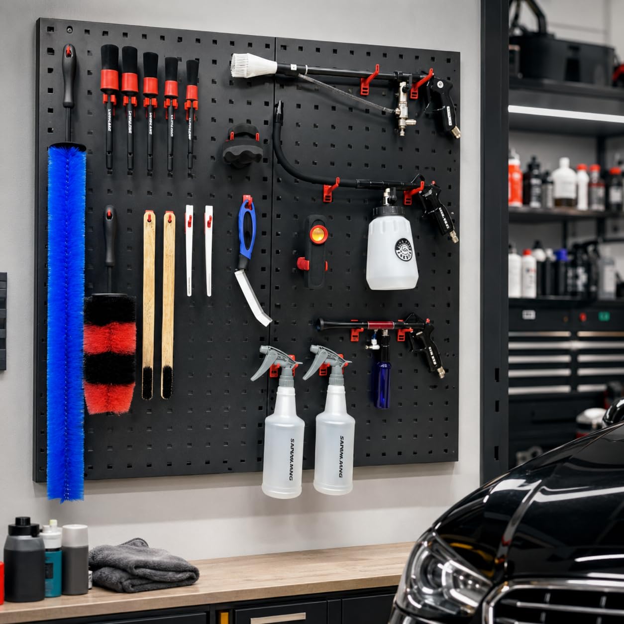 Kit Limpieza Coche para Tallado Automotriz Inrior y Exrior, con Cepillo para Lavar Carros y para, para, Kit de Herramientas de Limpieza de Motor, Versión de Lujo