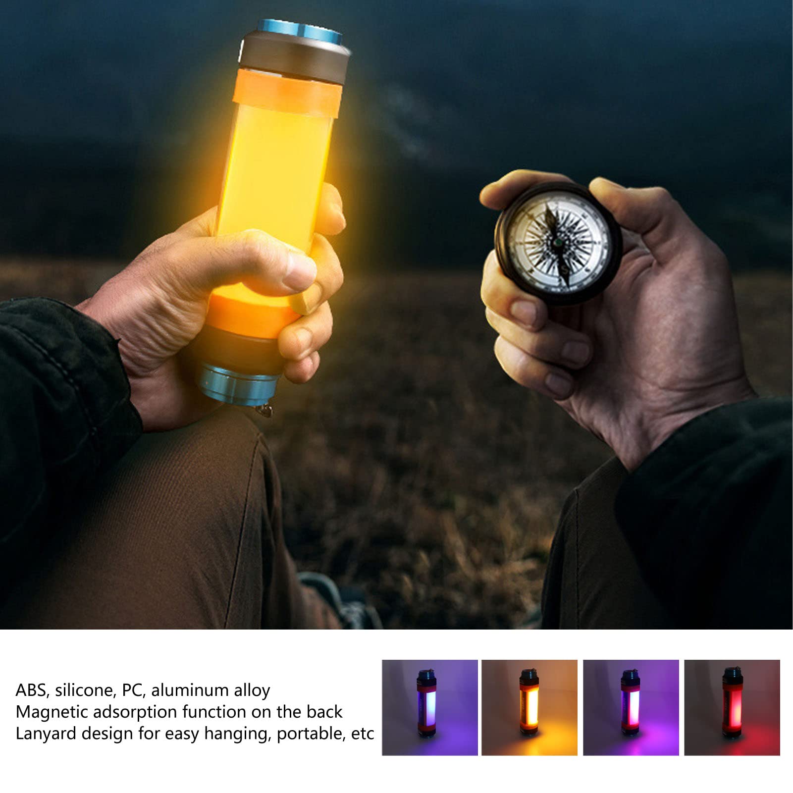 Luz De Camping Versátil - Recargable Por USB Y Función De Banco De Energía - IP68 Resistente Al Agua, 6 Modos, Diseño De Cordón Para Entusiastas Del Aire Libre