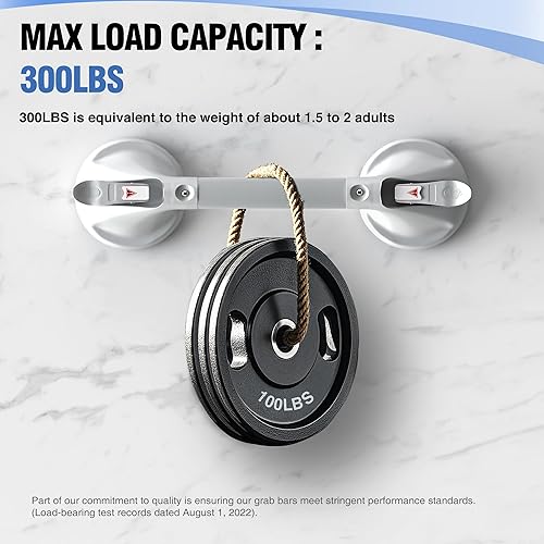 Miniatura 4 de DAILYLIFE Barras de agarre para bañeras y duchas, asas de ducha de 17 pulgadas para succión de ancianos, barra de seguridad de 300 libras para