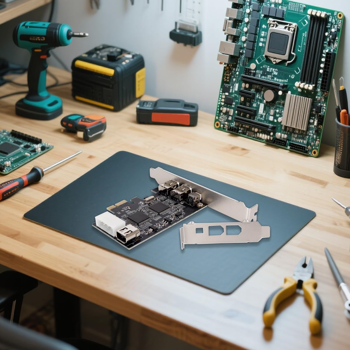 Alide Carte PCI Express FireWire, Carte D'image PCIE 5 Ports, Cartes Contrôleur IEEE 1394a Avec Câble FireWire 6 Broches-4 Broches Et Support Discret