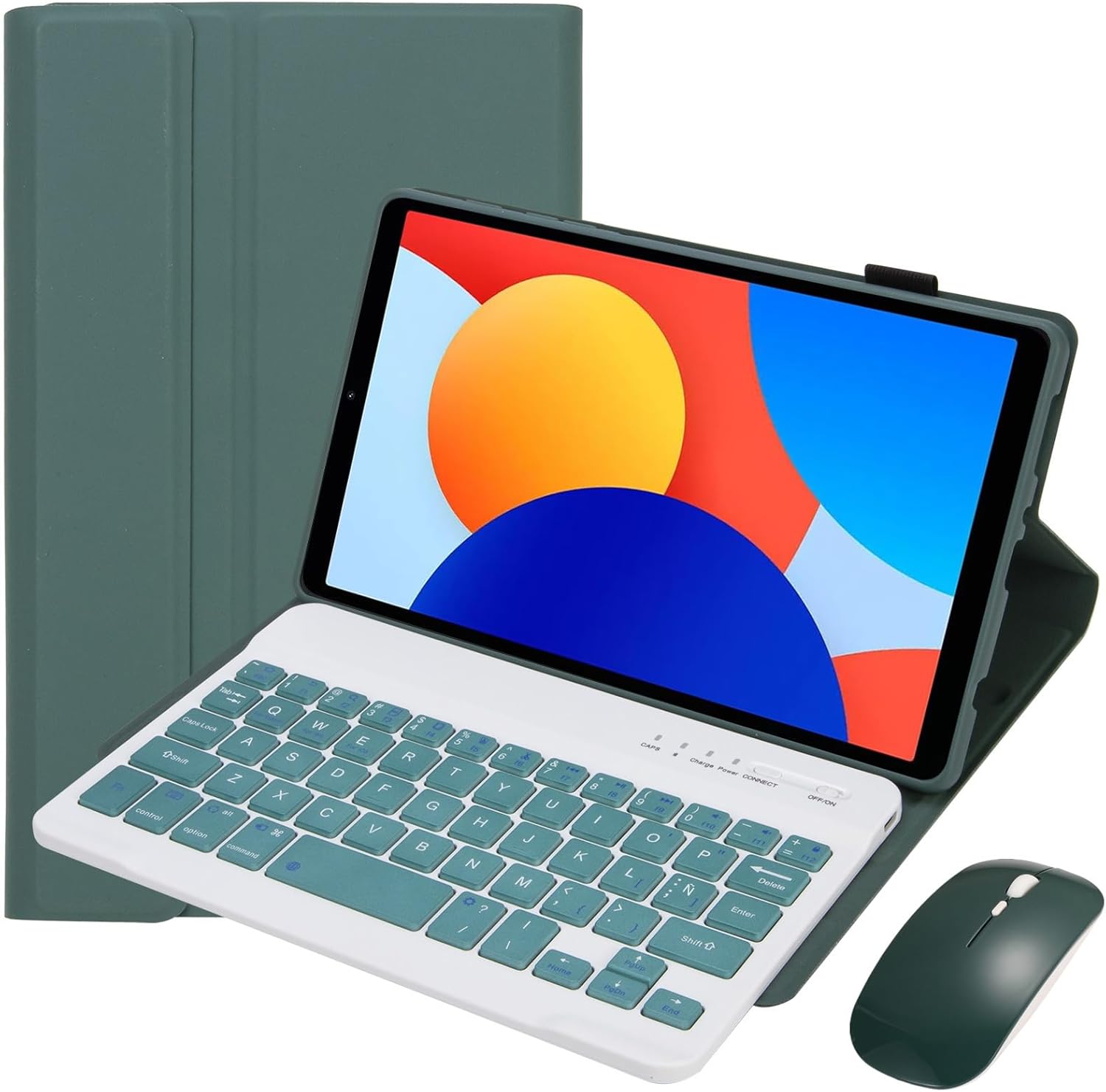 Keyboard Case for Redmi Pad SE 8.7 Inch, Detachable Wireless Keyboard with Tablet Mouse, Soft Back Cover,Deep Green