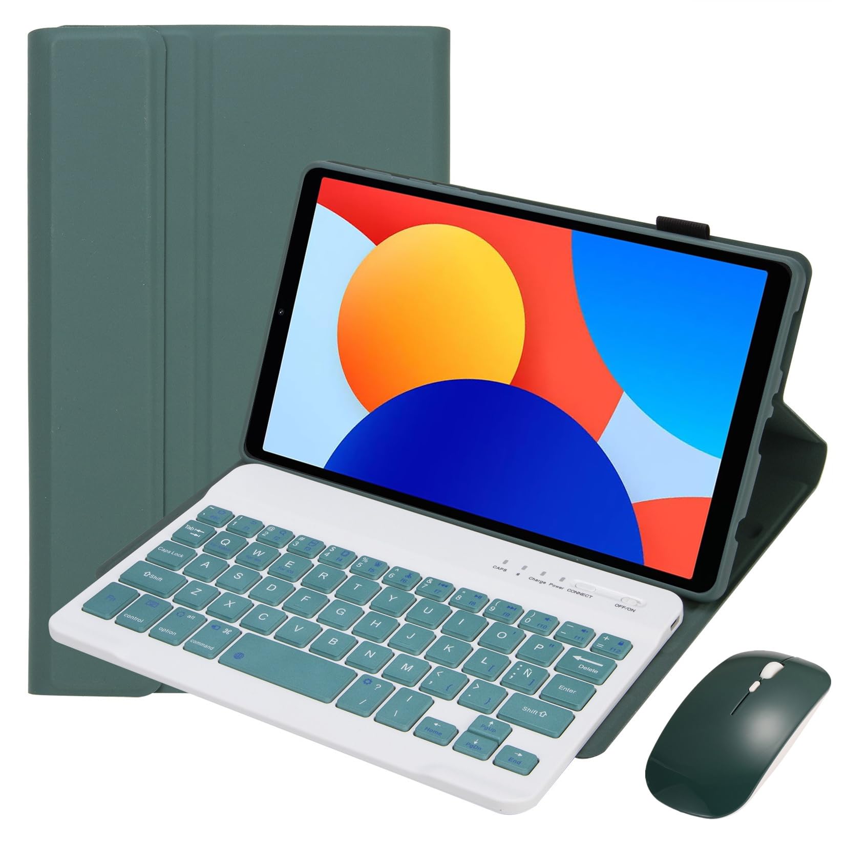 GYSDCAZ Keyboard Case for Redmi Pad SE 8.7 Inch, Detachable Wireless Keyboard with Tablet Mouse, Soft Back Cover,Deep Green