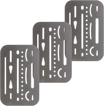 Pacific Arc Professional Erasing Shield Solid Stainless Steel with 26 Openings, 3 Pack