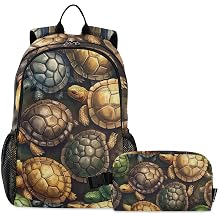 Many Tortoise Turtles Backpack with Lunch Bag for Boys Girls, Travel School Backpack Set