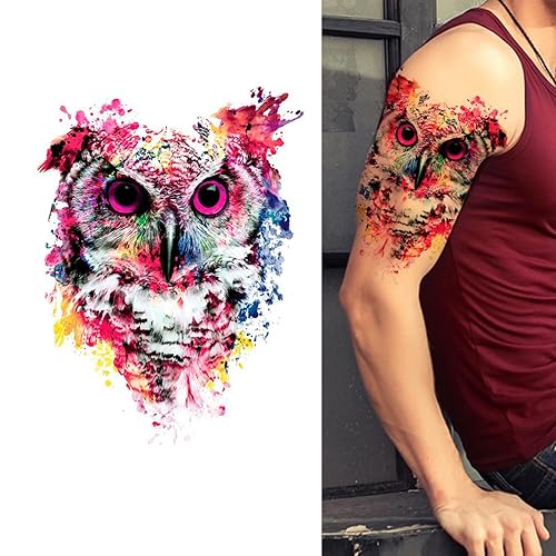 Miniatura 2 de 5 hojas de acuarela cuerpo temporal tatuaje pegatina lobo elefante imagen diseño pierna brazo arte sexy