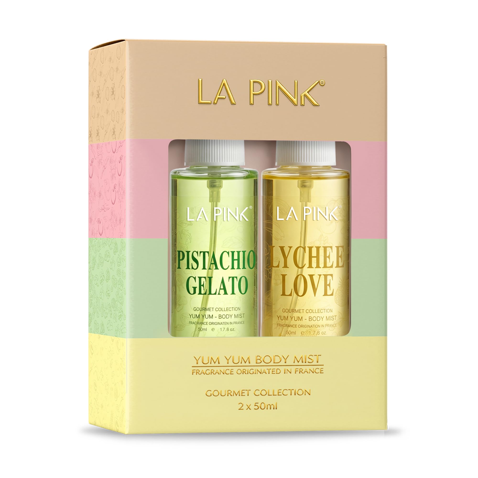 LA PINK Lychee Love & Pistachio Gelato Body Mist Perfume Combo | Vanilla, Musk, Creamy Woods, Citrus & Soft Musk | Skin-Friendly Unisex Long-Lasting Fragrance Spray | Lasts Up to 6 Hours | 50ml Each-image-39