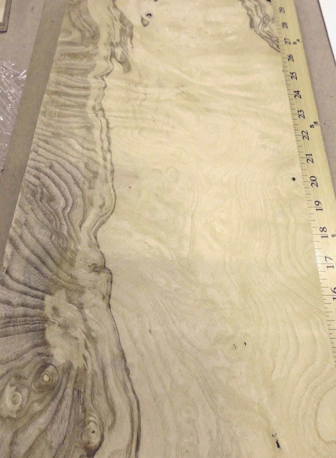Olive Ash Burl Wood Veneer 9" x 18" raw with no Backing 1/42" Thickness A Grade