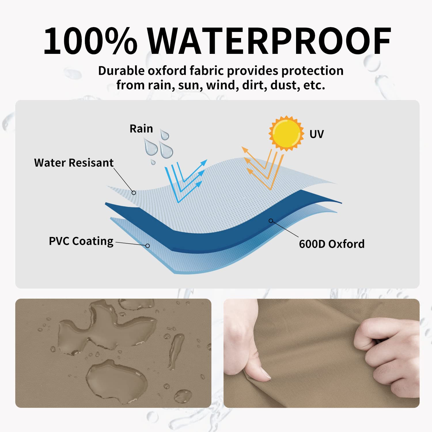 Easy-Going Funda impermeable para tumbona para exteriores, funda resistente al viento para silla de patio, funda para muebles de exterior con ventilación de aire, paquete de 2 unidades de 84 pulgadas