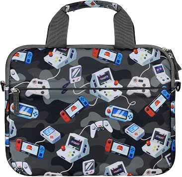 Kids Tablet Bag for Boys, Kids Tablet Carrying Case for Fire HD 10, HD 8, Fire 7 Sleeve Bag Kid Kindle Bag, iPad Bag for Kid, Games Camo Black