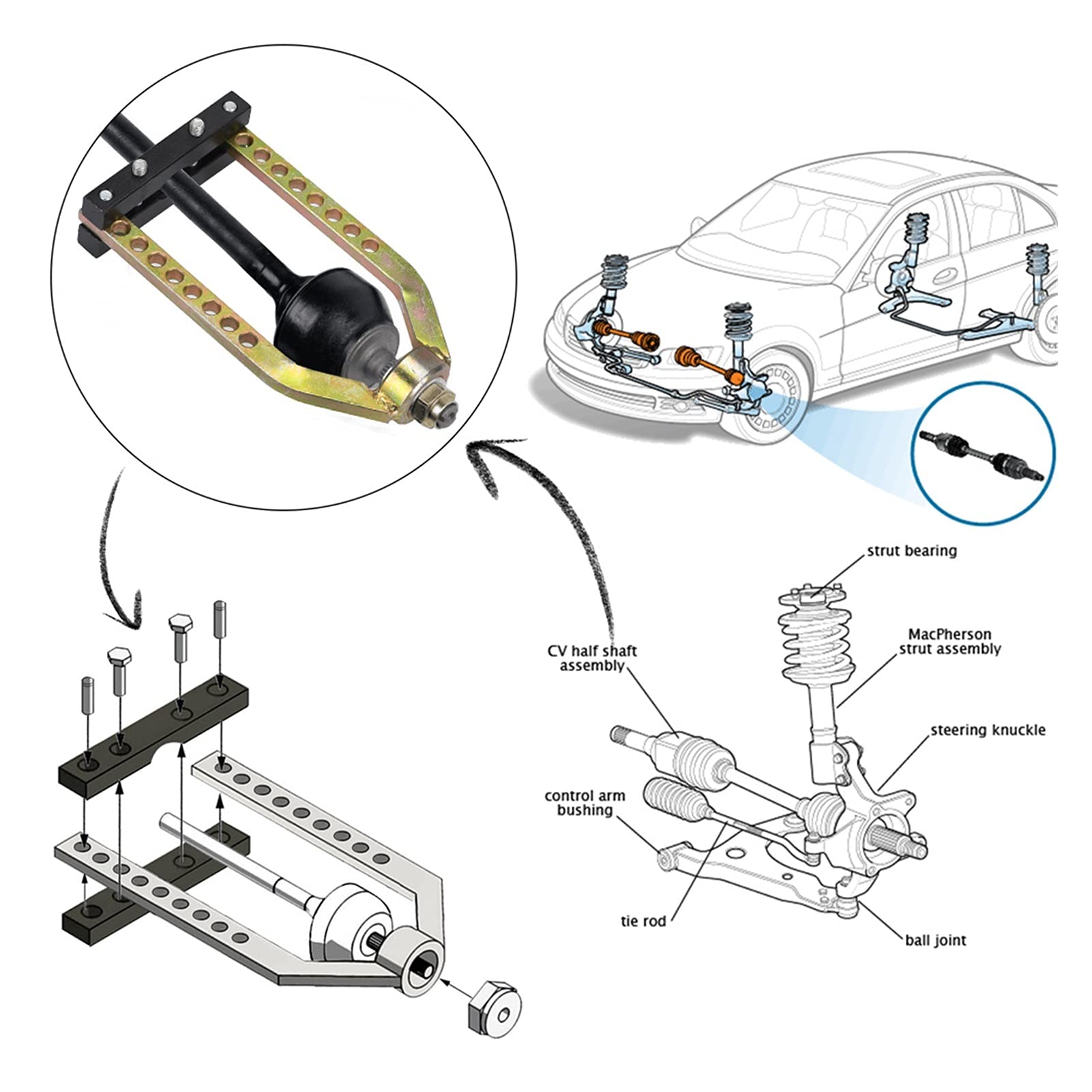 hydrauliska verktyg WLR. Uniwersalny samochód CV CV COLVEL COLKER narzędzie Poradnik Sepperator Splitter Remover W pełni regulowany narzędzie do montażu WLR-PSS01.