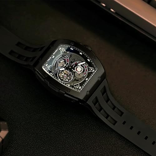 Miniatura 7 de TSAR BOMBA Relojes para hombres Reloj analógico mecánico automático para hombre, reloj de pulsera de esqueleto Tonneau, réplica de reloj, esfera