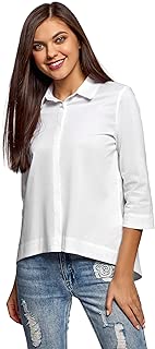 oodji Ultra Women's Relaxed-Fit Asymmetric Hem Shirt - coolthings.us