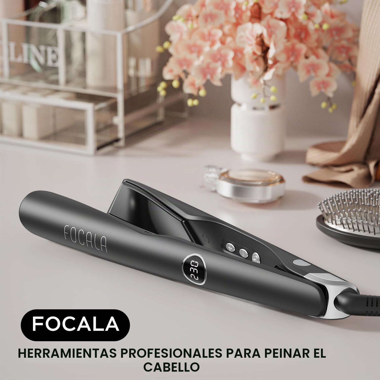 Plancha de Pelo Alisa y Riza 2 en 1: Placas en Espiral para alisar y rizar y ondular Cerámica Revestimiento Tecnología iónica 120-230°C para todo tipo de cabello Pantalla digital