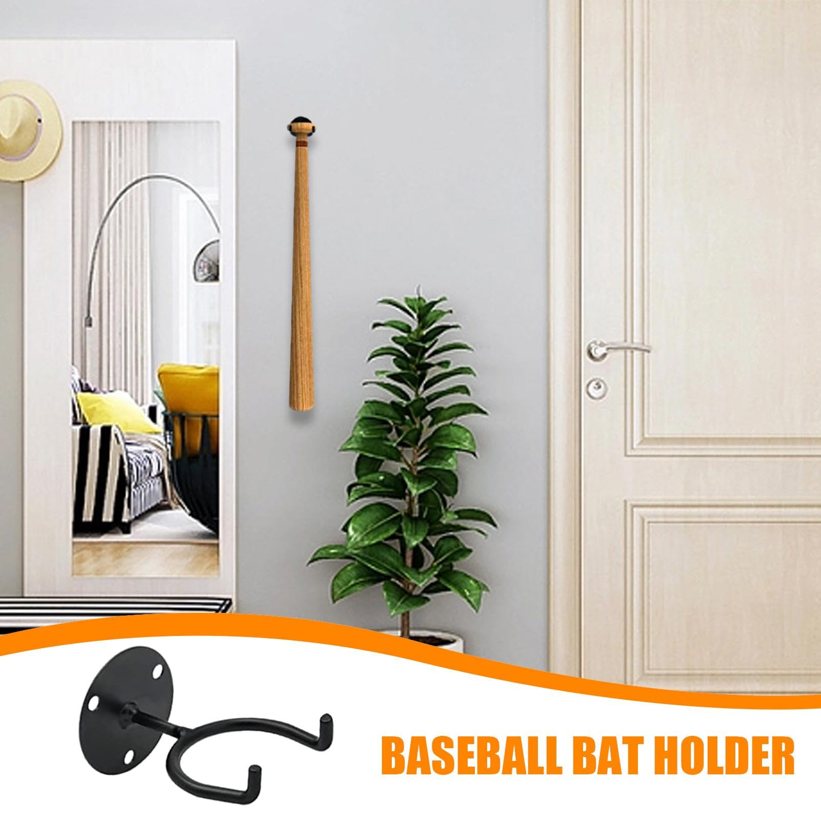 Generisch Halterung für Baseball-Schläger, Wandhalterung Ball Rack, Ballhalterung Wand Metall Ballhalter, Metall-Aufbewahrungsregal für Golfbälle, Baseballs, Baseballschläger