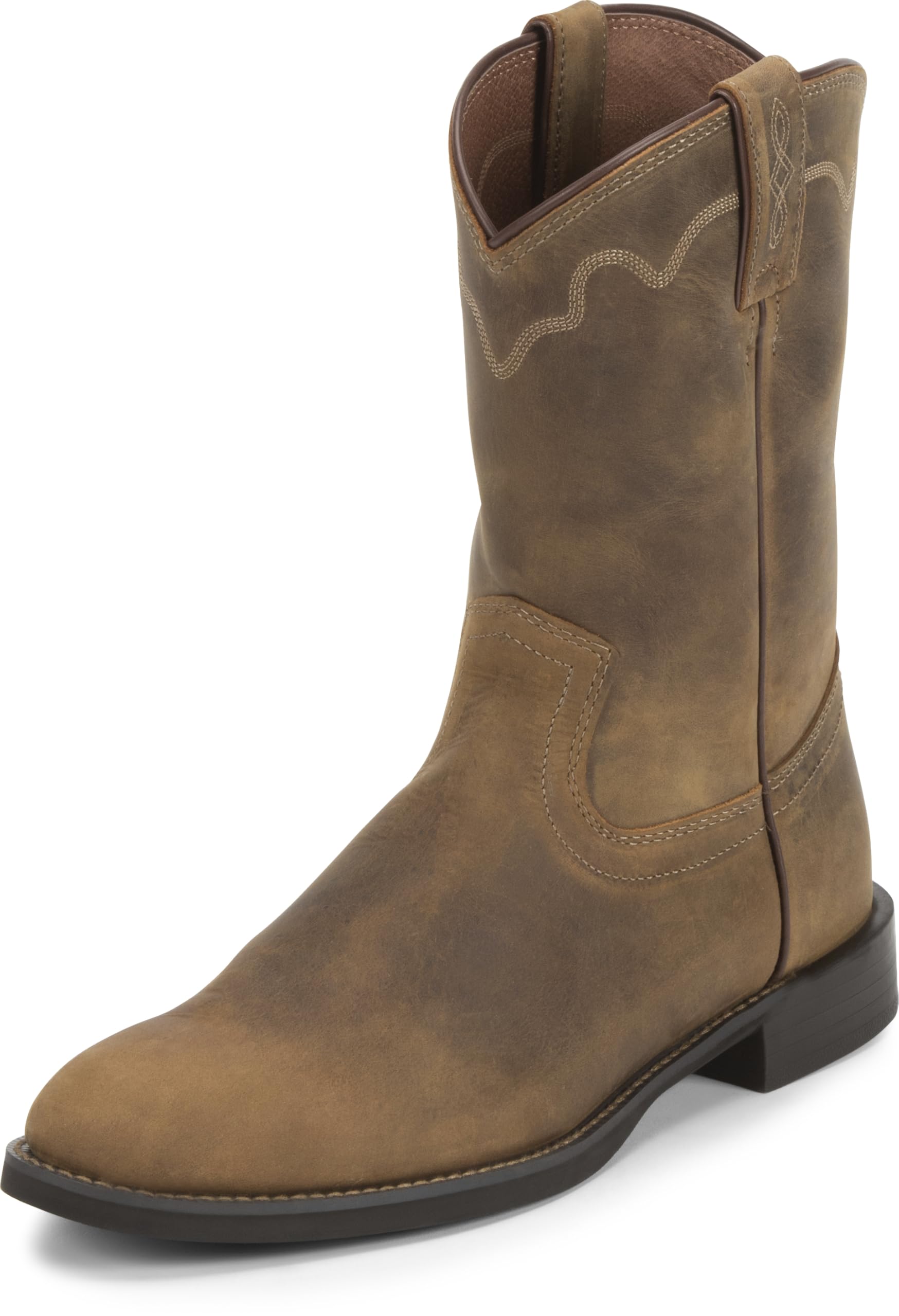 Justin Jeb 10" Roper Mens Western Boots, Premium Leather, Classic Style, Durable Construction, Comfortable Fit