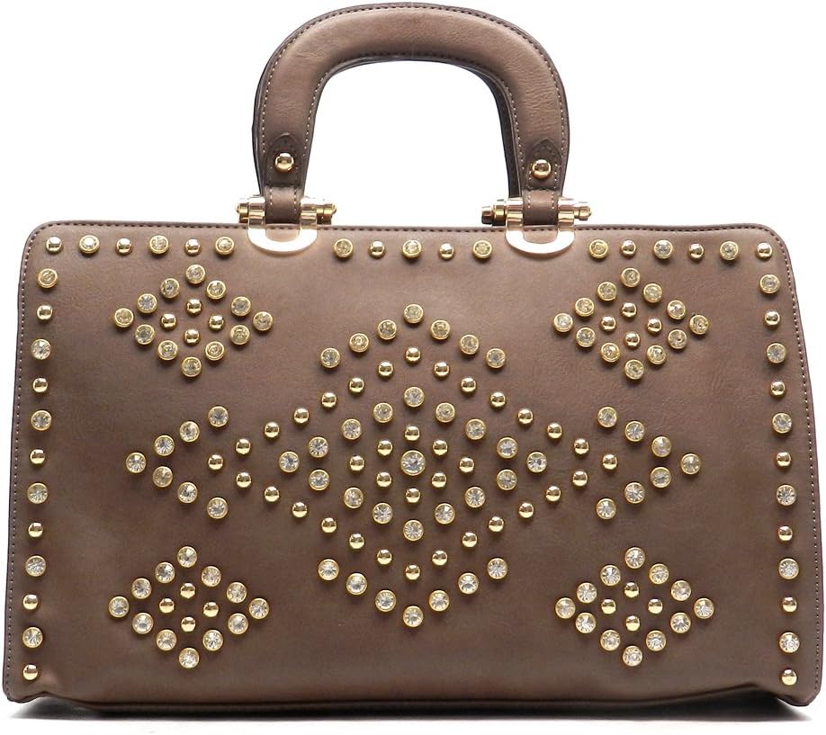 LOEM Designer inspired bling rhinestones shoulder boxer L wallet Bag set golden
