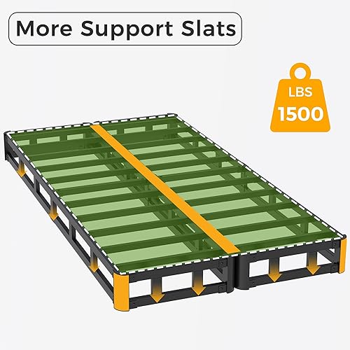 Miniatura 43 de Somier individual XL de 9 pulgadas, base de cama de metal resistente con funda de tela, base de colchón, fácil montaje, sin ruido, color negro 9