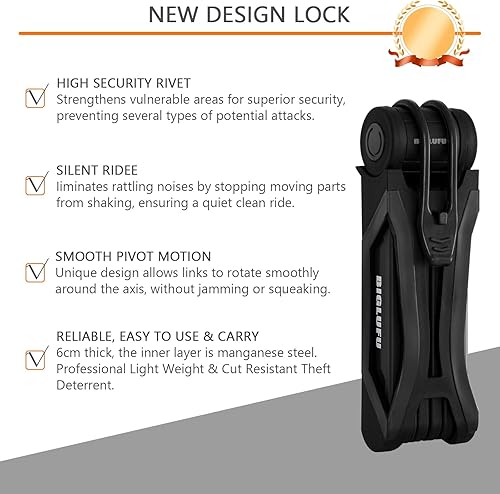 Miniatura 3 de BIGLUFU Candado de bicicleta para bicicleta, scooter y motocicleta, con 4 llaves, cadena plegable, de acero aleado, con soporte de montaje, 2