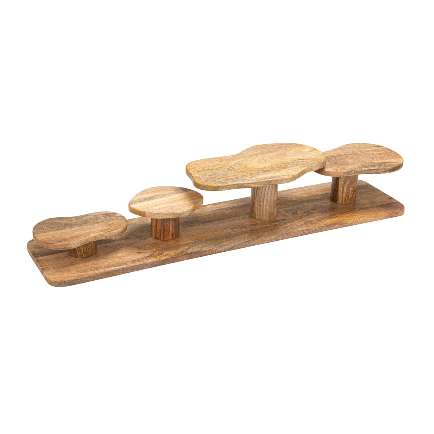 Creative Co-Op Mango Wood Serving Board with 4 Organic Pedestals, Natural