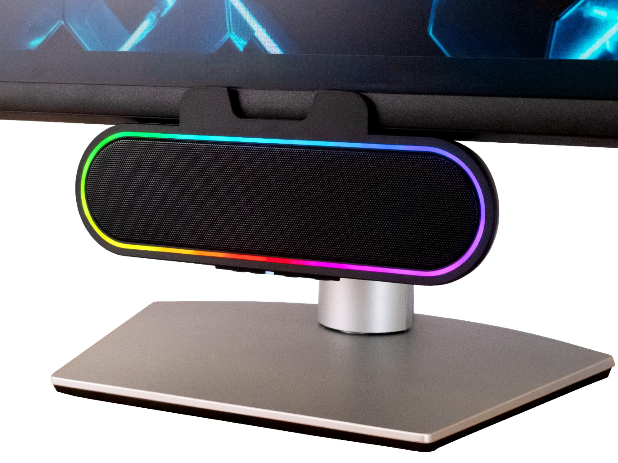Cyber Acoustics - Barra degli altoparlanti USB con luci LED (CA-2890GX) – Barra degli altoparlanti alimentata tramite USB per PC e Mac, luci LED dinamiche sincronizzate con la musica, si fissa a