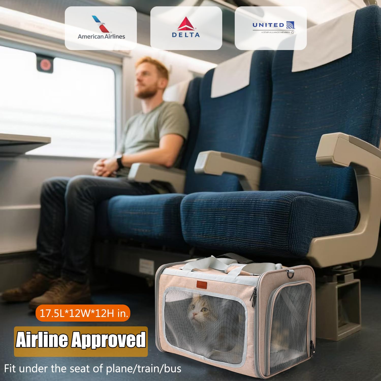 Small Dogs Carrier Airline Approved Soft Cat Carriers Stylish Expandable Pets Carriers Puppies Kitties Cage,Ventilated,Rabbit Bunny Small Animals Travel Outdoor Khaki Color - image 7