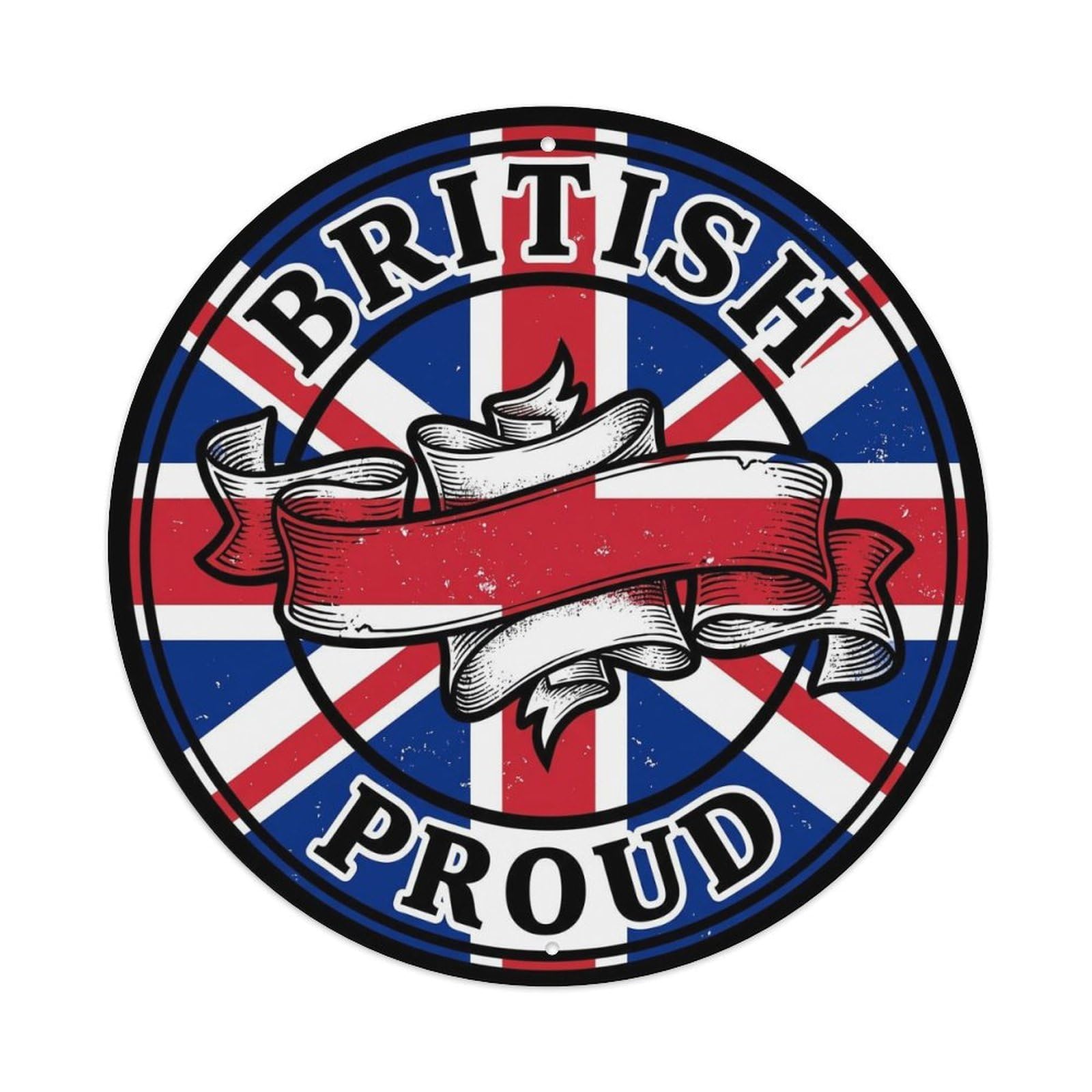 British Proud Ribbon Heraldry Heritage Emblem Metal Tin Sign