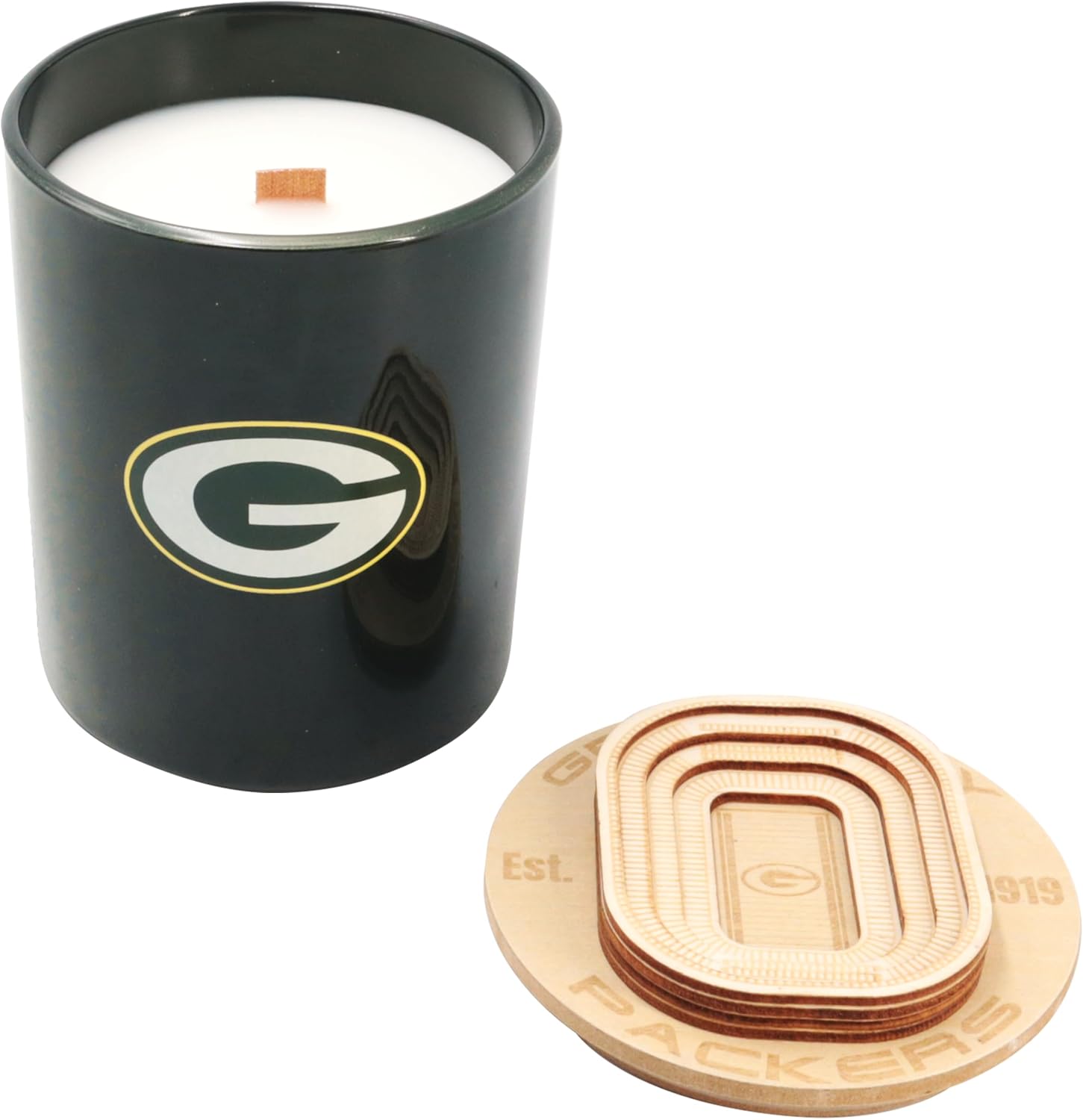 NFL Stadium Wood Top Glass Candle