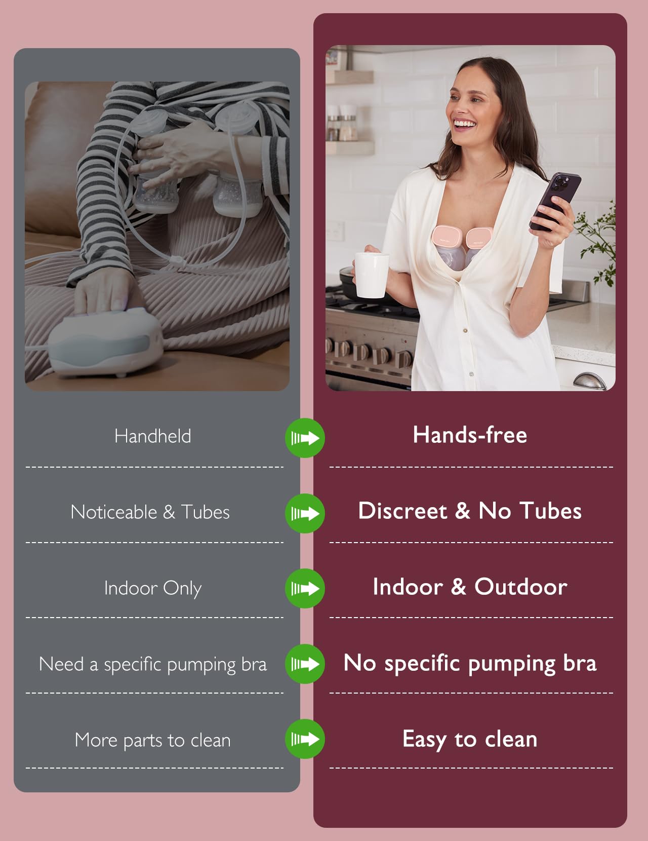 Momcozy S9 Pro Upgraded Wearable Breast Pump, Hands-Free Design with Extended Battery Life & LED Display, Double Electric Portable Pump with 2 Modes & 9 Levels, 24mm, 2-Pack, Pink