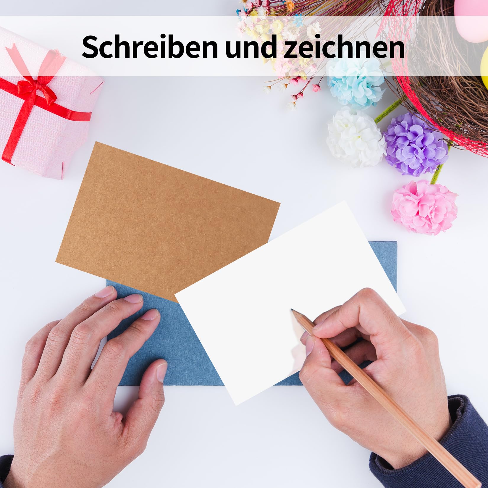 100 Cartoncini Kraft A6 - 14,8x10,5 Cm, 300 G/m², Colore Marrone Naturale - Perfetti Per Biglietti Auguri, Flash Cards, Inviti E Progetti Fai Da Te