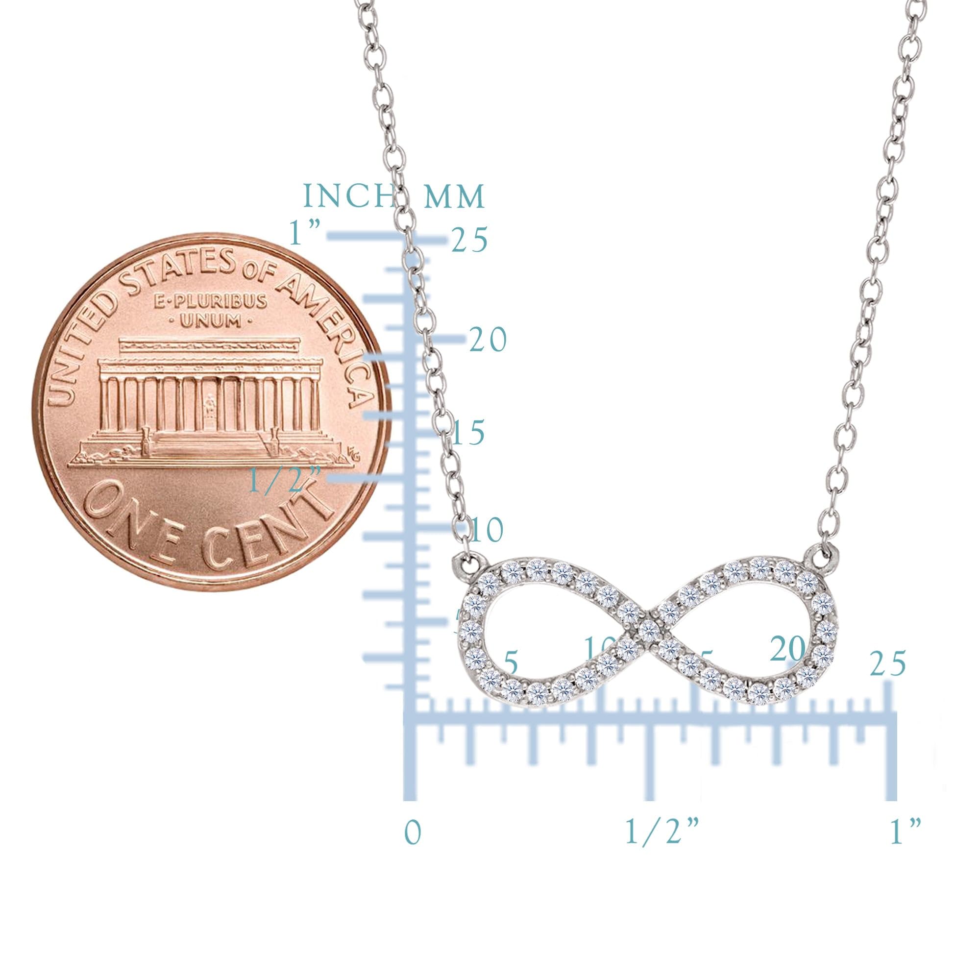 infinity Sign Link e CZ collana in argento Sterling, 45,7 cm