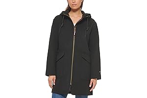 Tommy Hilfiger Women's Drop Shoulder Zip Up Wool Coat