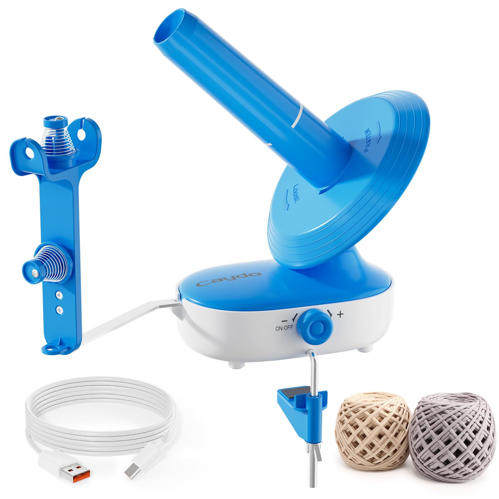 Caydo Wool Winder, Electric Yarn Ball Winder Holder, Large Capacity 10oz, Strong Tension Stepless Speed, Automatic Yarn Spinner Roller Helper