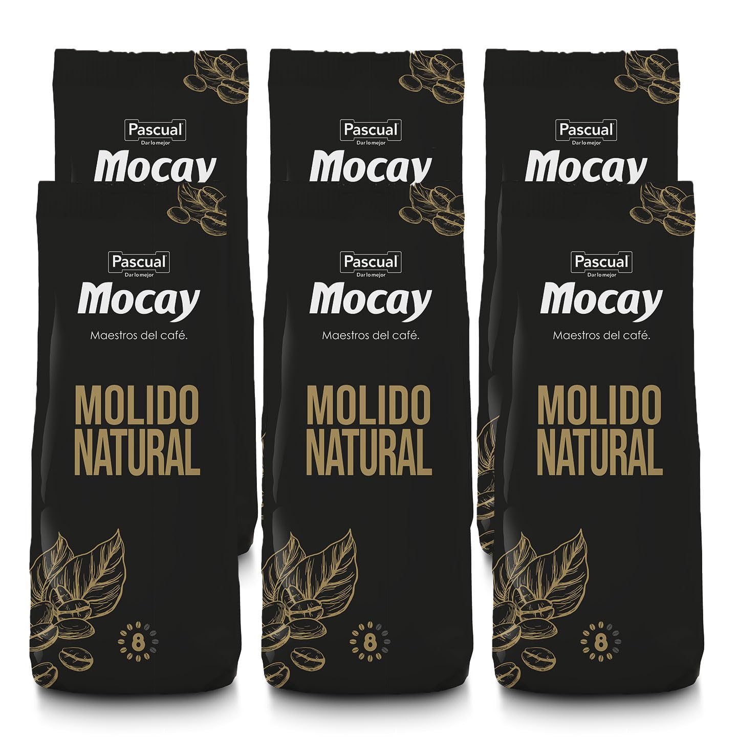 Mocay – Pack 6 Paquetes de Café Molido de Tueste Natural – 6 x 250 gr