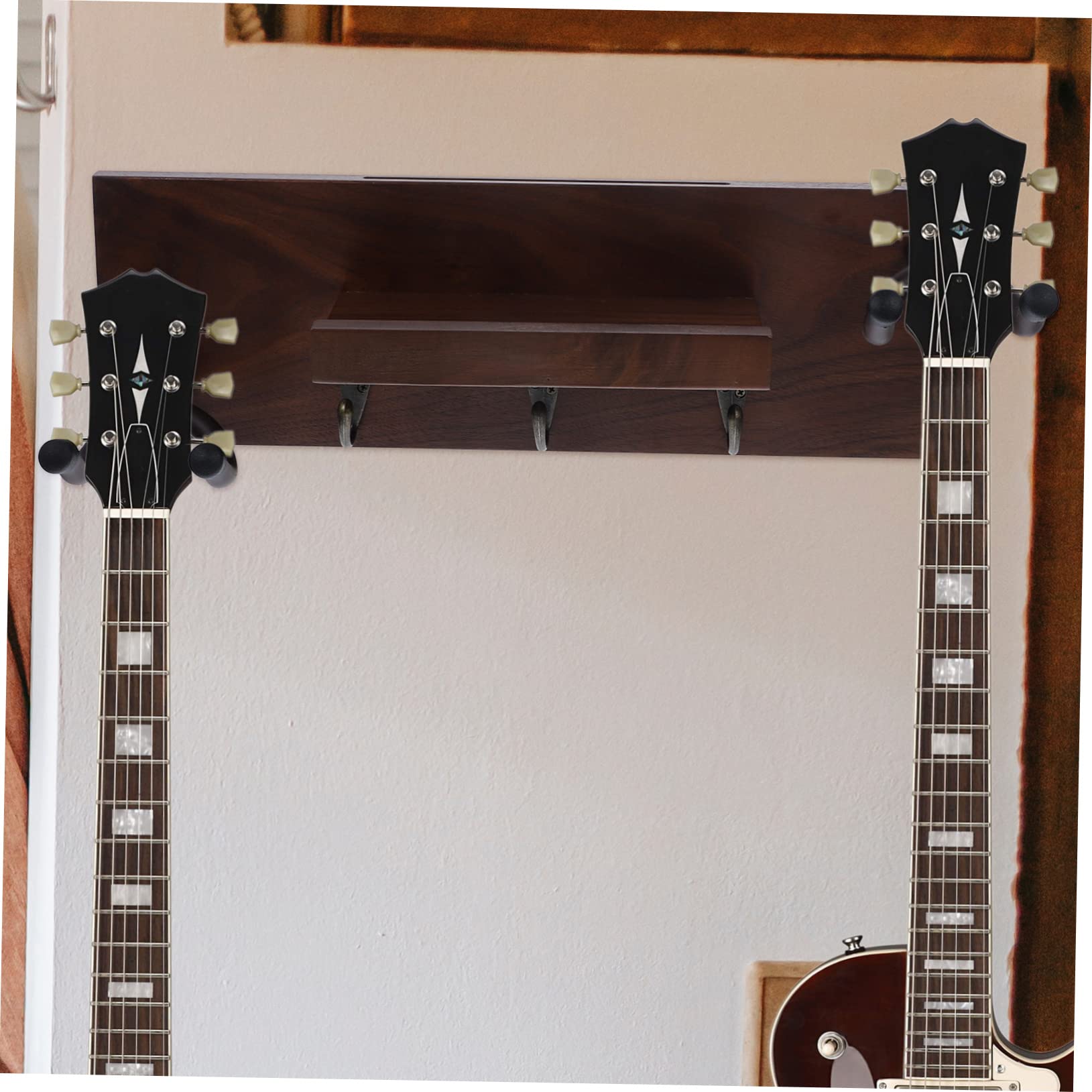 TOYANDONA Supporto per Chitarra da Parete 4 in 1, Gancio in Legno | Chitarra Acustica ed Elettrica, Montaggio Semplice, Stabile, Non Lascia Segni, Finitura Protetta