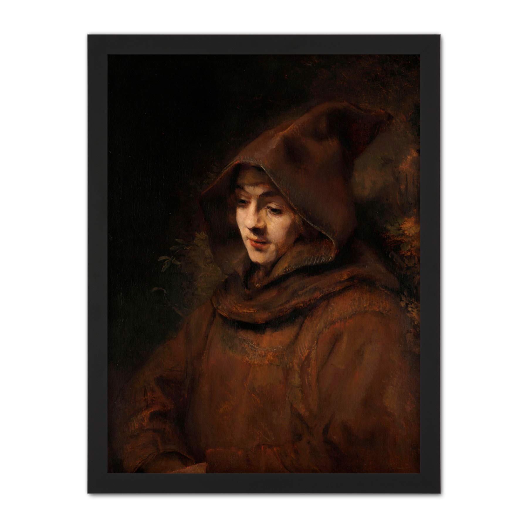 Artery8 Rembrandt Titus Van Rijn In Monks Habit Portrait Artwork Framed Wall Art Print 18X24 Inch