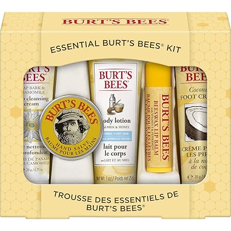 Burt's Bees Gift Set, 5 Essential Products, Deep Cleansing Cream, Hand Salve, Body Lotion, Foot Cream & Lip Balm, Travel Size