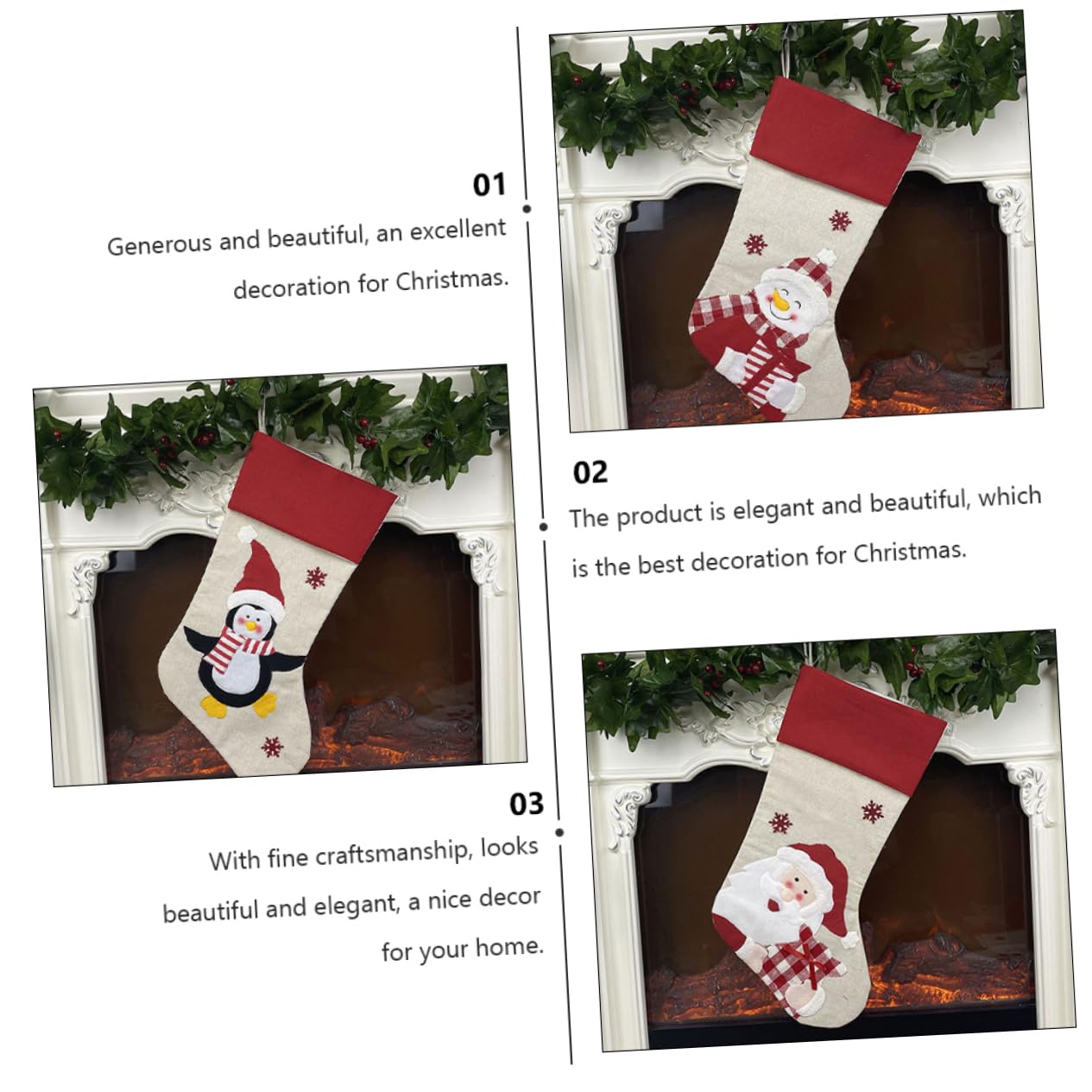 OUNONA 12 STK Weihnachtssocken Sockenbeutel Strümpfe Dekoration Strümpfe Rentierstrumpf Weihnachtsbonbonstrümpfe Weihnachtsschmuck Geschenktüte Vlies