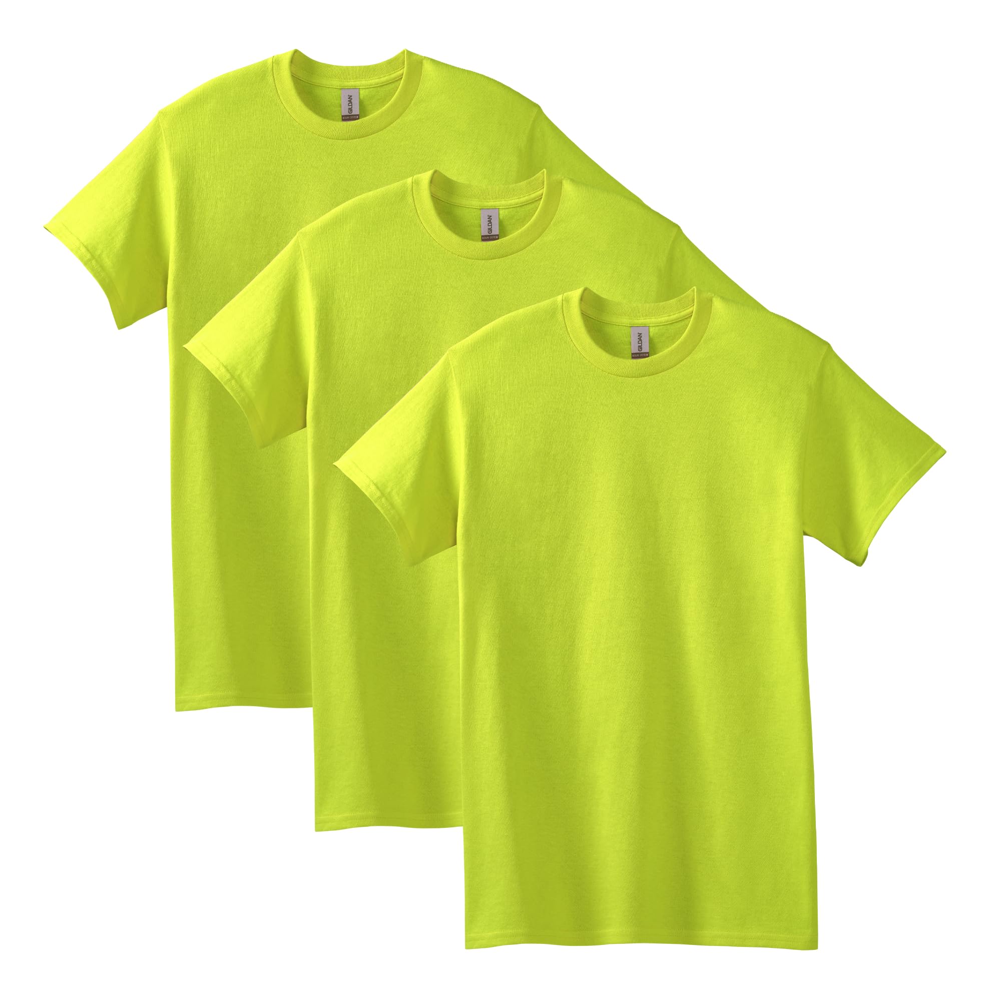 Gildan Heavy Cotton T-Shirt, Style G5000, Multipack, Safety Green (3 Pack), XXL (Pack of 3)