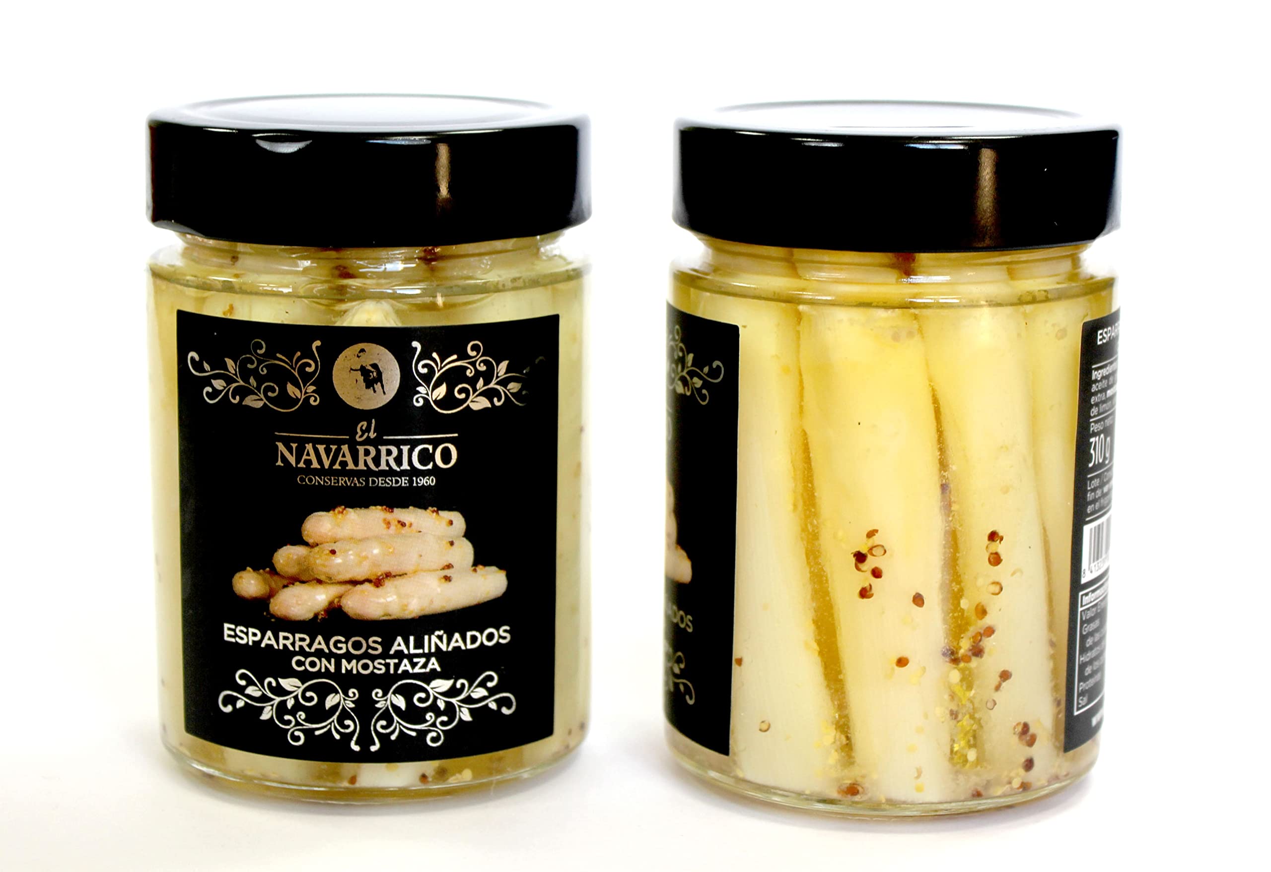 El Navarrico - Asperges Blanches Assaisonnées à la moutarde | Agriculture traditionnelle | Naturel et Frais | Conditionnement de 310g
