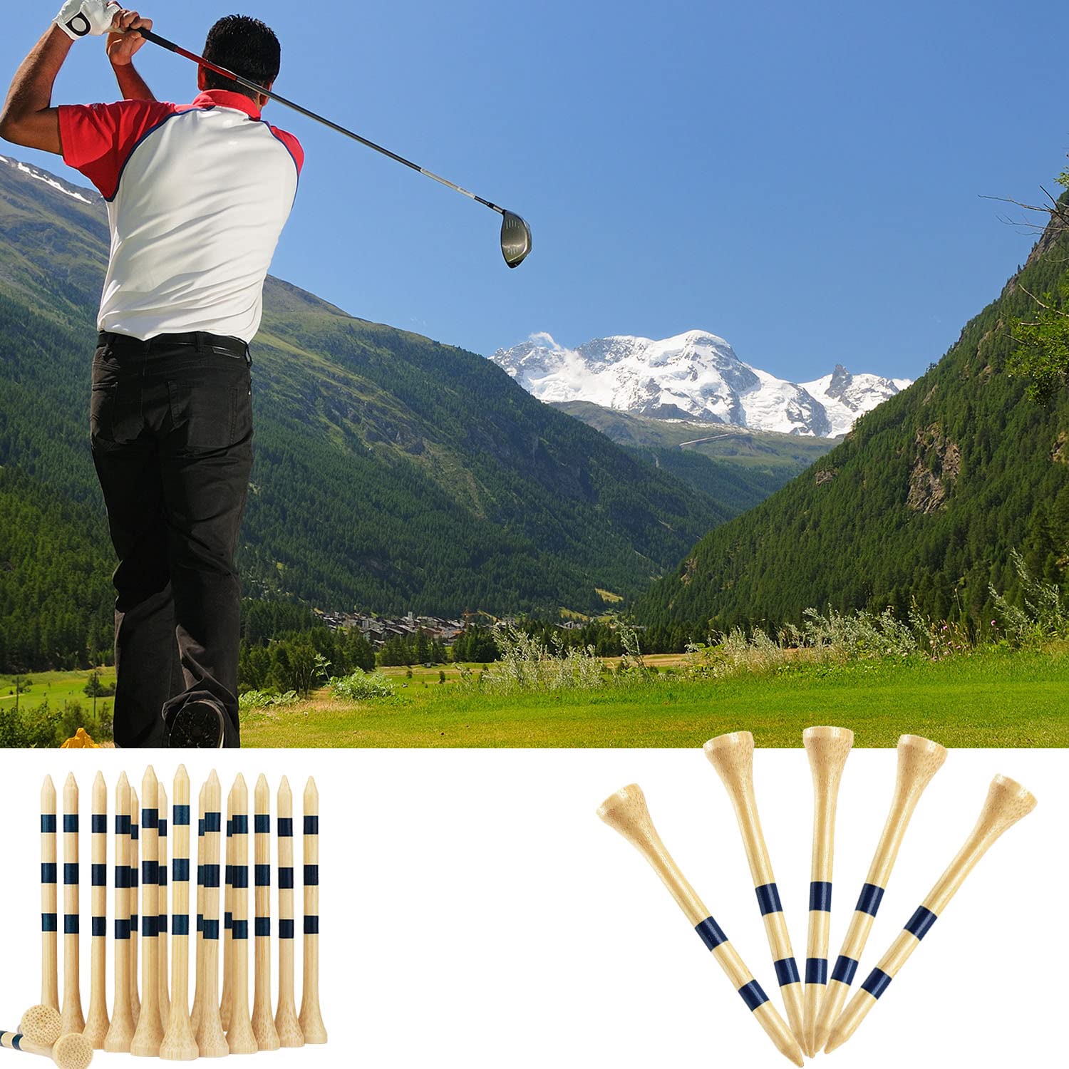 ACONDE Golf Tees - Té de golf de bambú, color amarillo