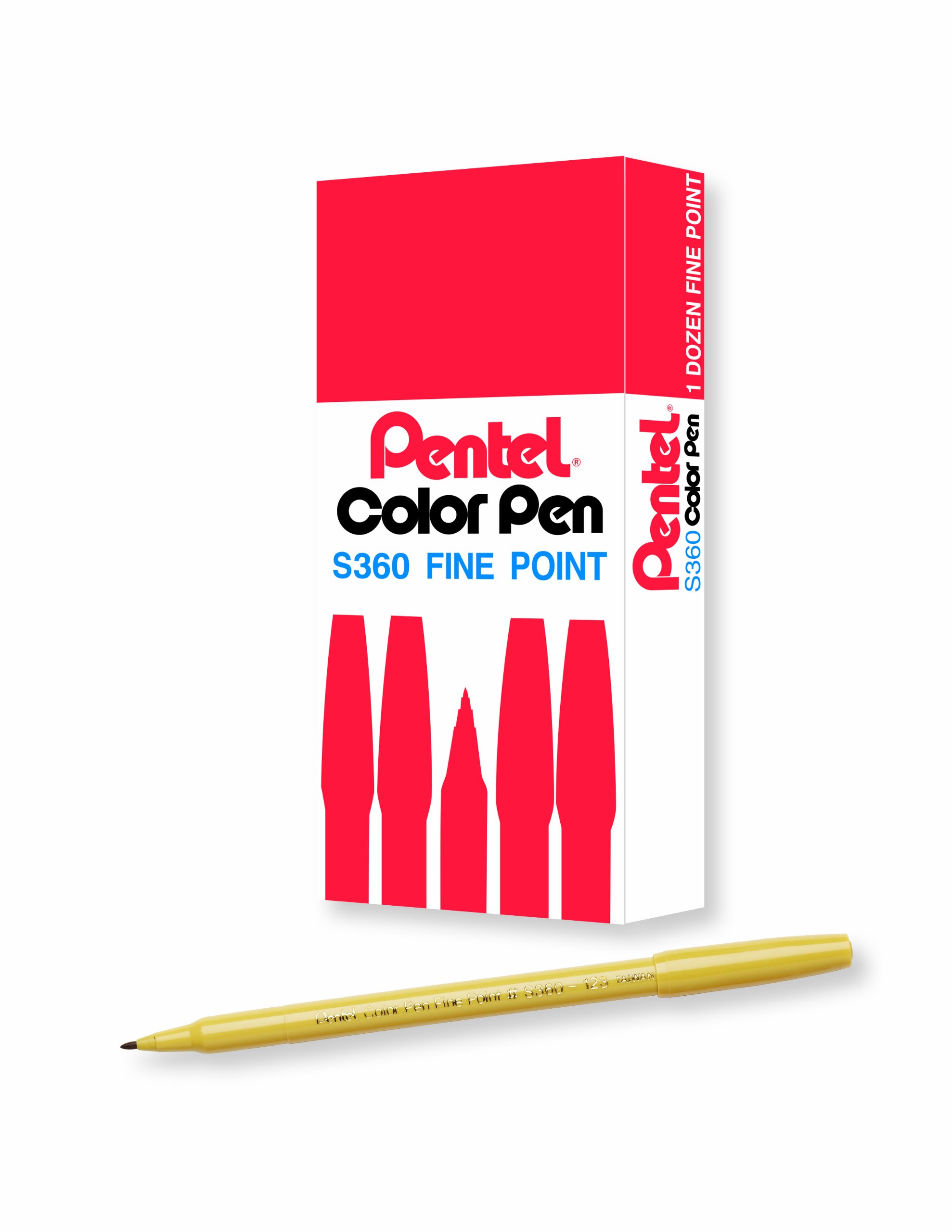 Pentel Arts Color Pen, Gold Ochre, Box of 12 (S360-123)
