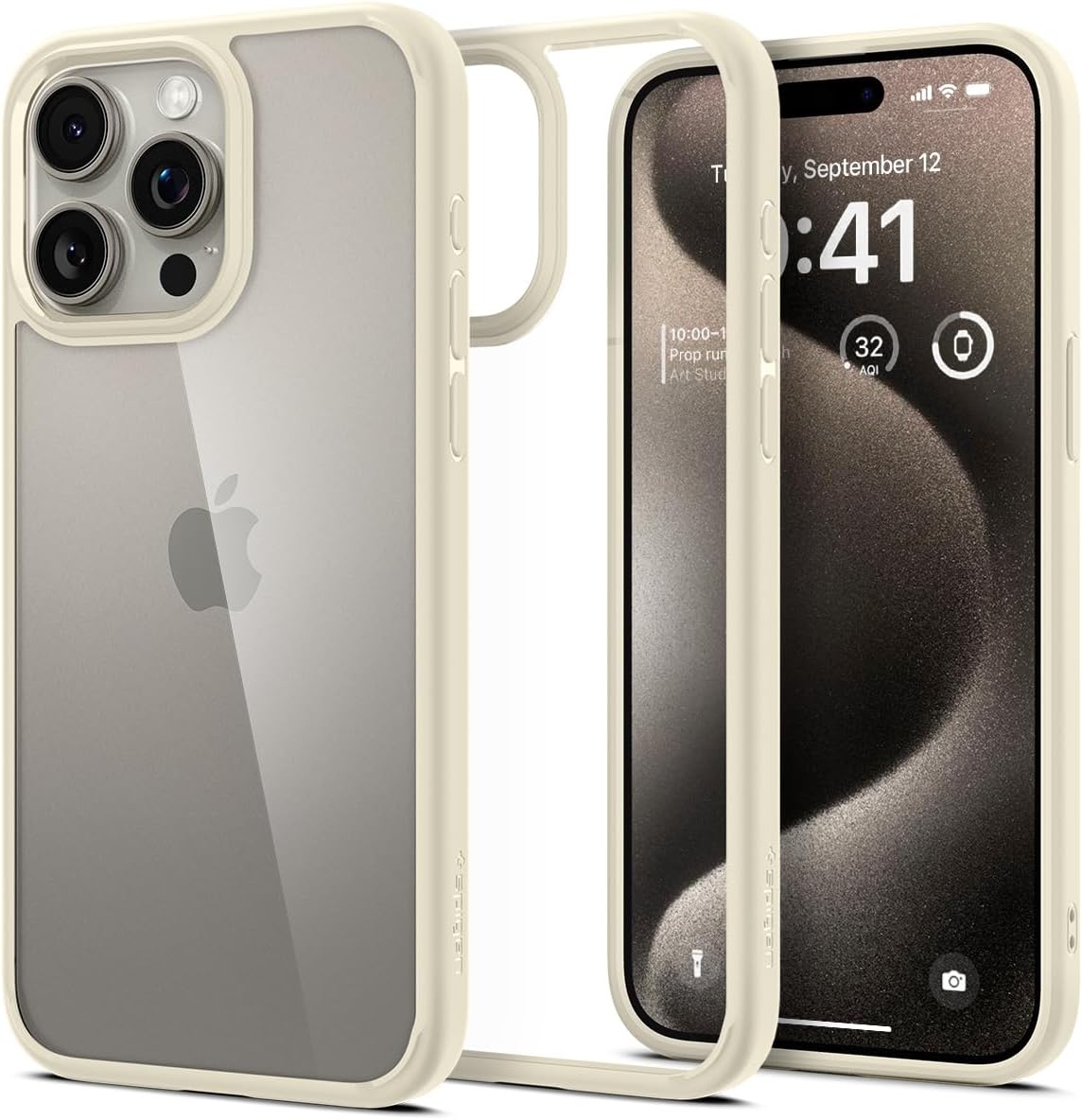 Spigen for iPhone 15 Pro Case, Ultra Hybrid [No Magnet Ring][Anti-Yellowing] - Mute Beige
